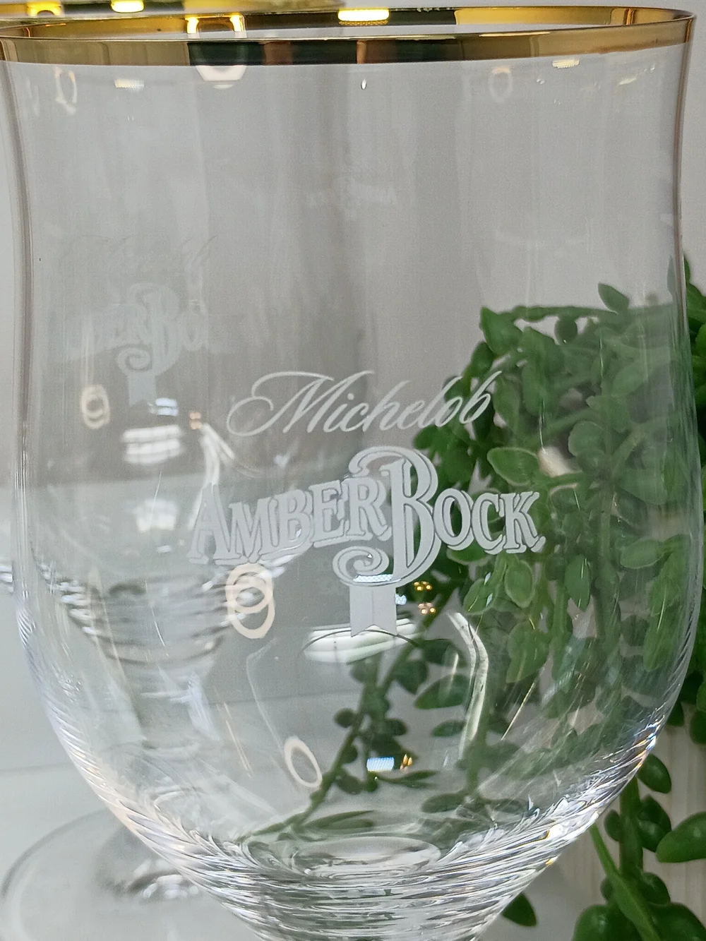 Set of Four Michelob Amber Bock Gold Rim Goblet Glasses